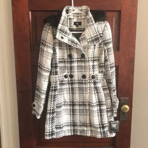 White Plaid Peacoat